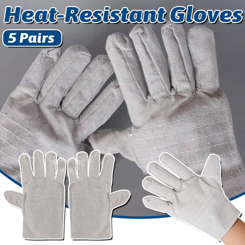 Heat Resistant Double Layer Canvas Welding Gloves, Pack of 5 Pairs