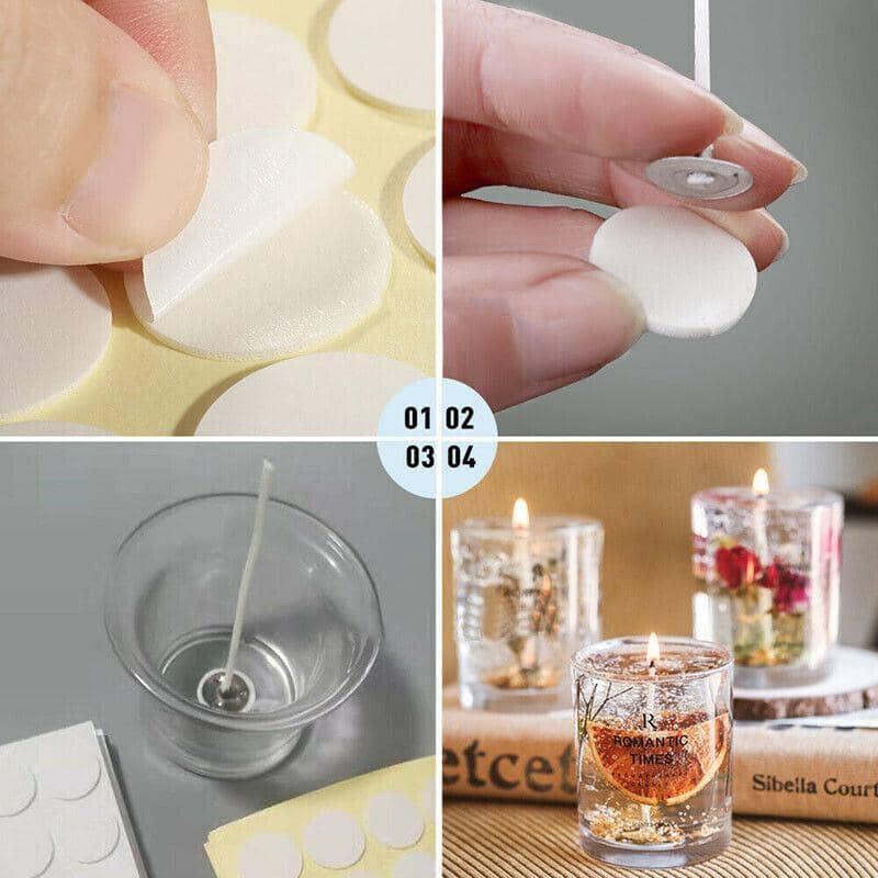 Heat-Resistant Double-Sided Candle Wick Stickers, Pack of 100 - White - view 5