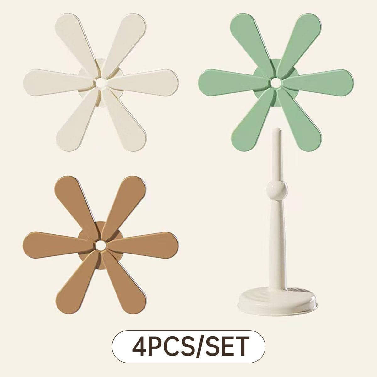 Heat Resistant Folding Silicone Coasters with Christmas Tree Stand - Cream, Sage and Tan - view 5