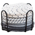 Heat Resistant Round Cotton Woven Coasters with Rack, Set of 8 - Grey