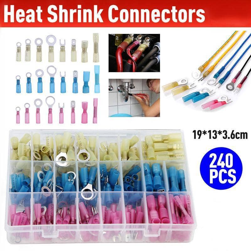 Heat Shrink Wire Connector Kit with Storage Box, 240 Connectors