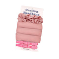 Heatless Curling Rod Headband Lazy Curler No Heat Curls Ribbon Hair Curlers - Pink