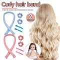 Heatless Curling Rod Headband Lazy Curler No Heat Curls Ribbon Hair Curlers - Pink - view 2