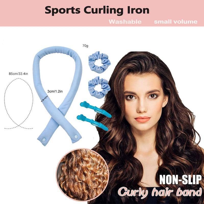 Heatless Curling Rod Headband Lazy Curler No Heat Curls Ribbon Hair Curlers - Pink - view 4