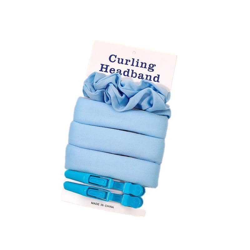 Heatless Curling Rod Headband Lazy Curler No Heat Curls Ribbon Hair Curlers - Sky Blue