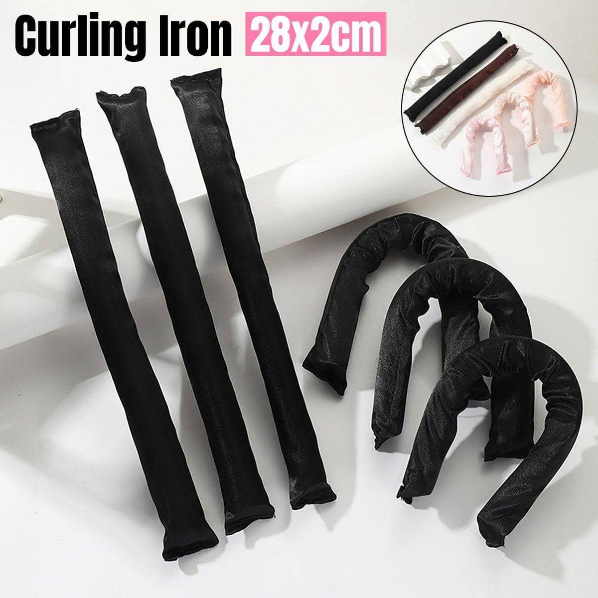 Heatless Hair Curling Rods, Satin-Wrapped Foam Set of 6 - Black - view 2