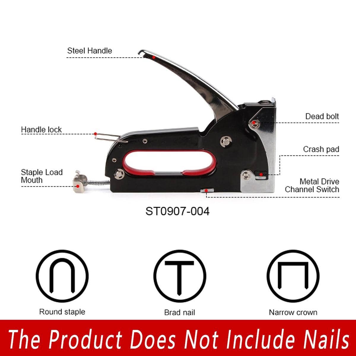 Heavy Duty 3-In-1 Staple Gun for Upholstery and DIY - Black and Silver - view 3