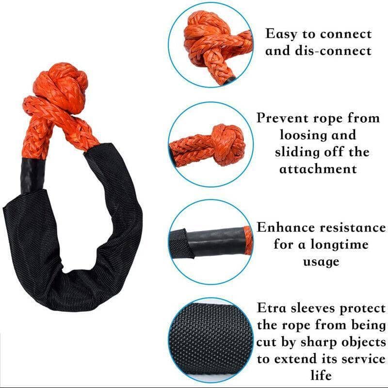 Heavy Duty 55 cm Soft Shackle Recovery Rope, 16 Tonne Breaking Load - Blue - view 4