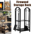 Heavy Duty Firewood Storage Rack with Fireplace Tools
