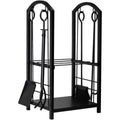Heavy Duty Firewood Storage Rack with Fireplace Tools - view 2