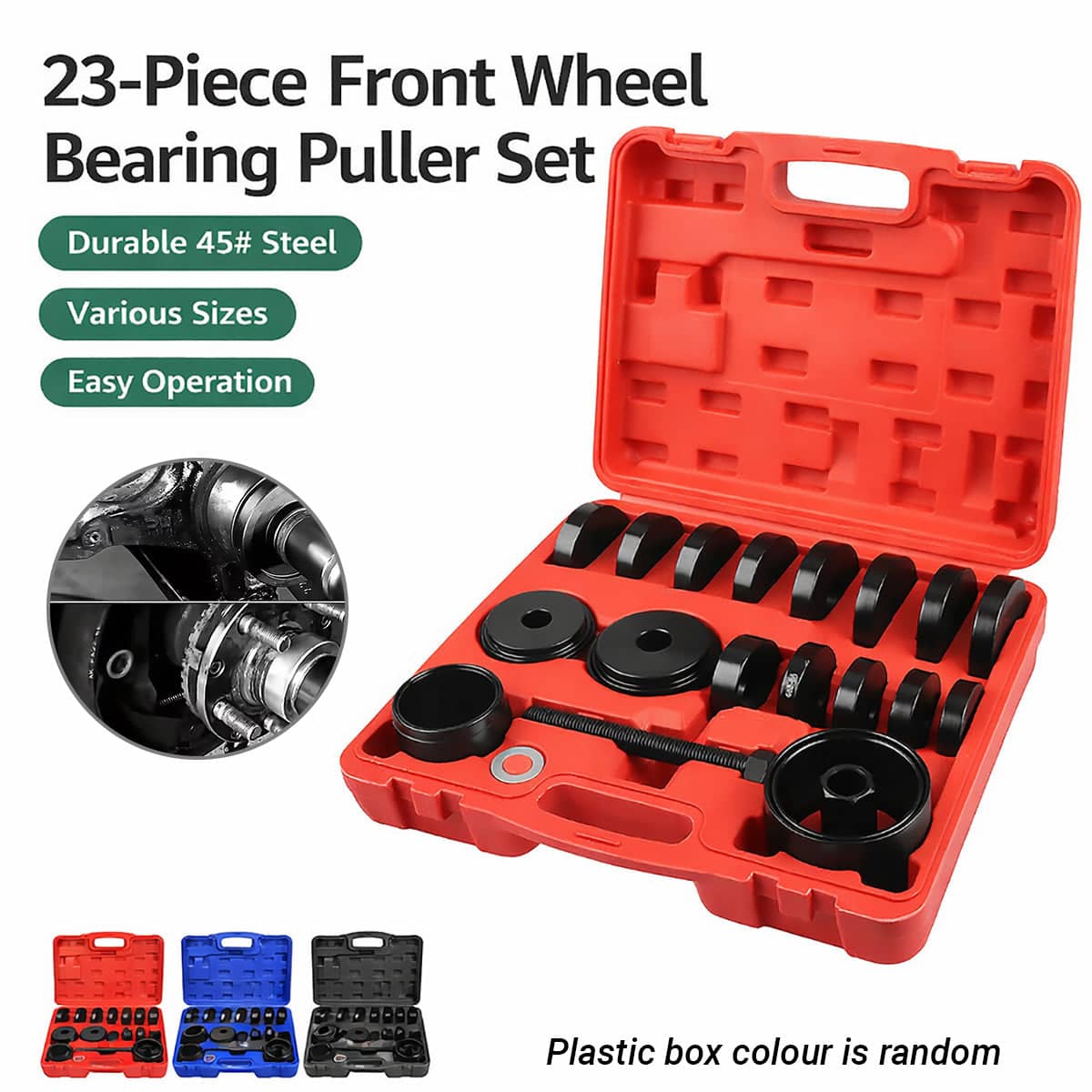 Heavy Duty Front Hub Bearing Race Service Kit 23 Piece Automotive Repair Tool Set