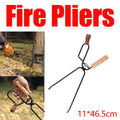Heavy Duty Iron Fire Tongs for BBQ and Camping, 46.5 cm Long