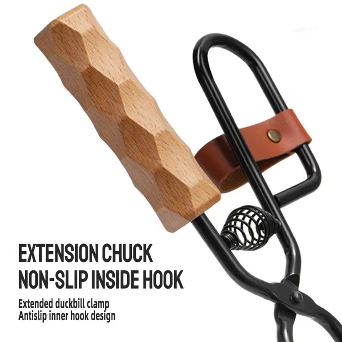 Heavy Duty Iron Fire Tongs for BBQ and Camping, 46.5 cm Long - view 5