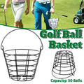 Heavy Duty Iron Golf Ball Basket 50 Ball Range Carrier with Handle in Black