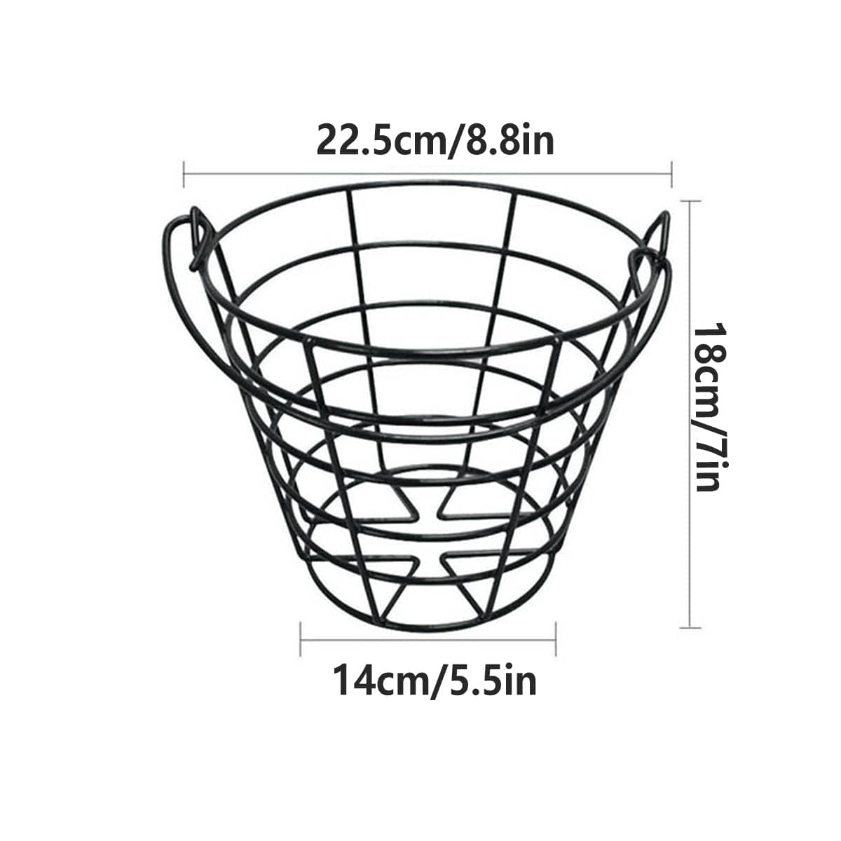 Heavy Duty Iron Golf Ball Basket 50 Ball Range Carrier with Handle in Black - view 3