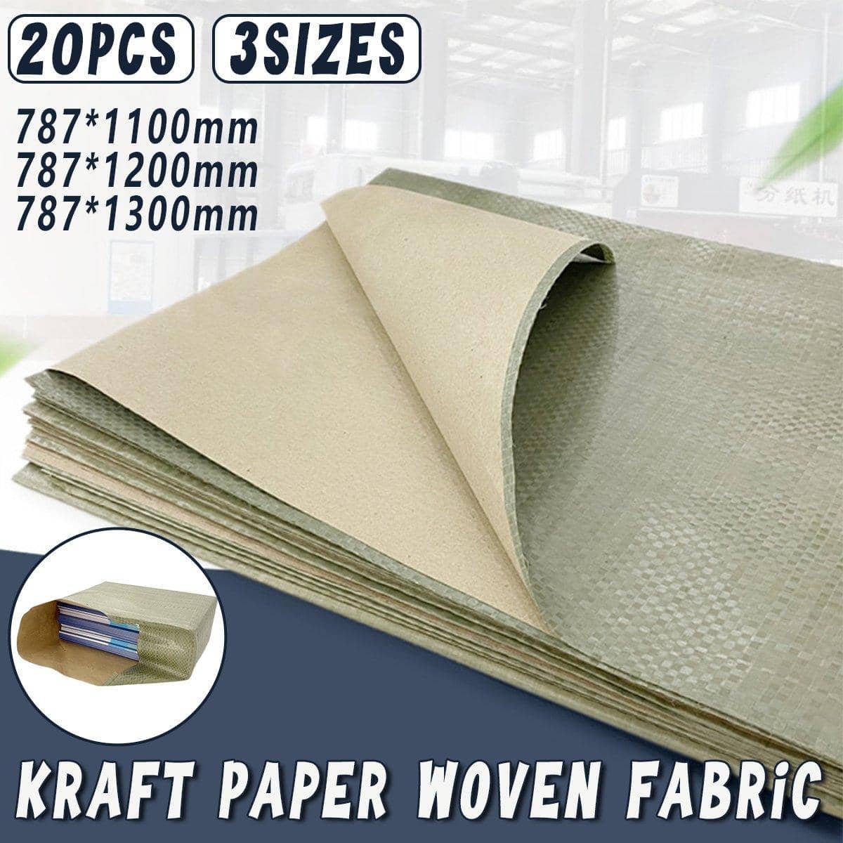 Heavy Duty Kraft Paper Woven Fabric Packing Sheets - 787 x 1300 mm, Pack of 20 - view 2