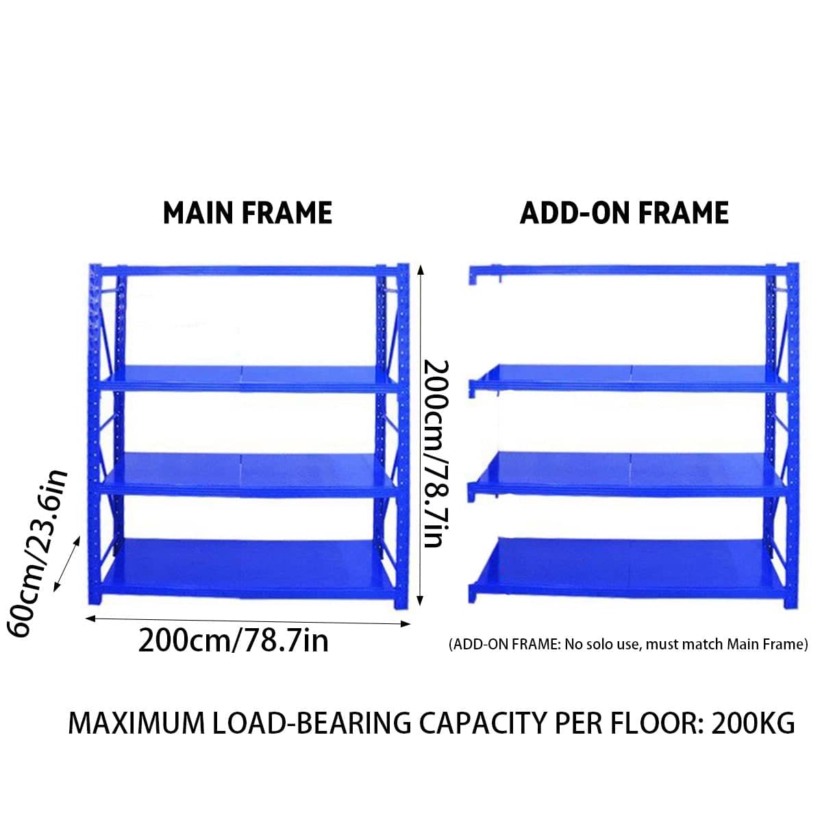 Heavy Duty Metal Storage Shelving Unit - Main Frame with 8 Beams - view 4