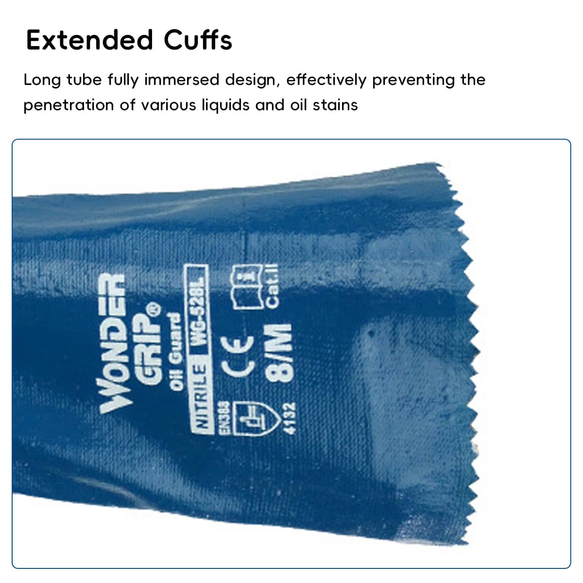 Heavy Duty Nitrile Coated Work Gloves 30cm Long Cuff Oil Resistant - Size L (Palm 21cm, Finger 8.5cm) - view 4