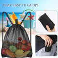 Heavy Duty Nylon Mesh Drawstring Bag for Gym and Beach - Black, Pack of 4 - view 4