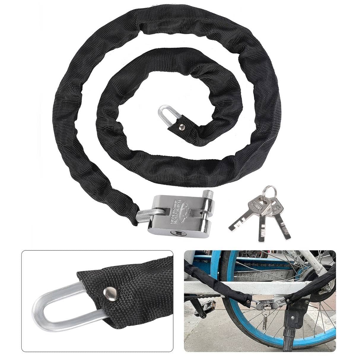 Heavy Duty Padlock Chain Lock 100 cm for Gates and Bikes, Anti Theft with 3 Keys - view 2