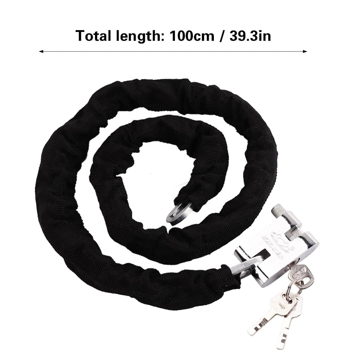 Heavy Duty Padlock Chain Lock 100 cm for Gates and Bikes, Anti Theft with 3 Keys - view 3