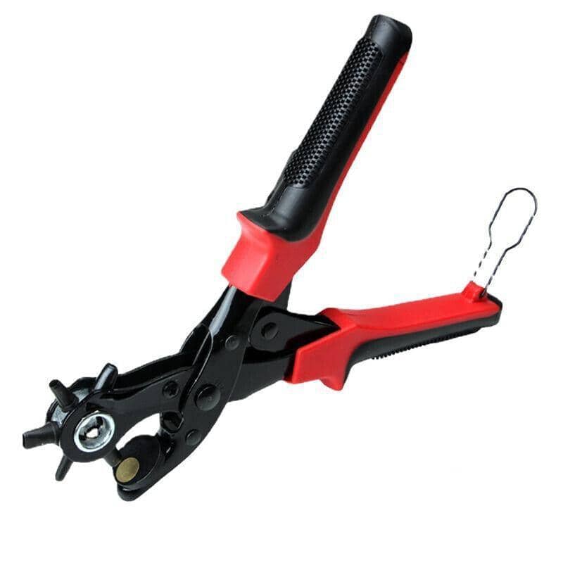 Heavy Duty Revolving Leather Hole Punch Pliers - Black and Red - view 2