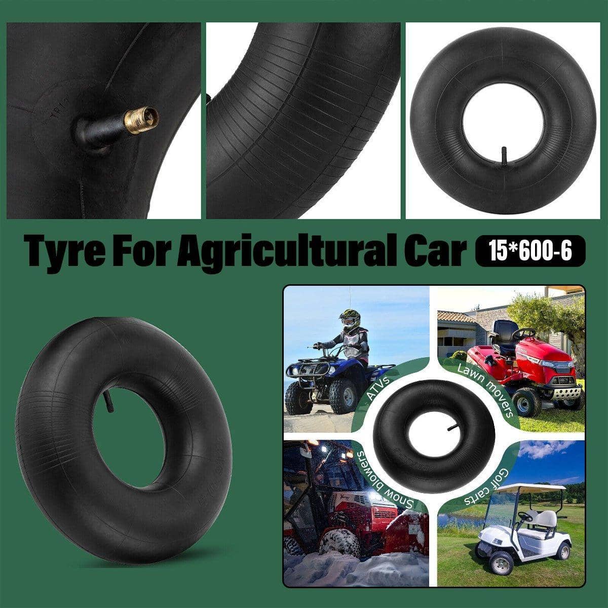 Heavy Duty Rubber Inner Tube 15 x 6.00-6 for Lawn Mowers and ATVs, Pack of 2