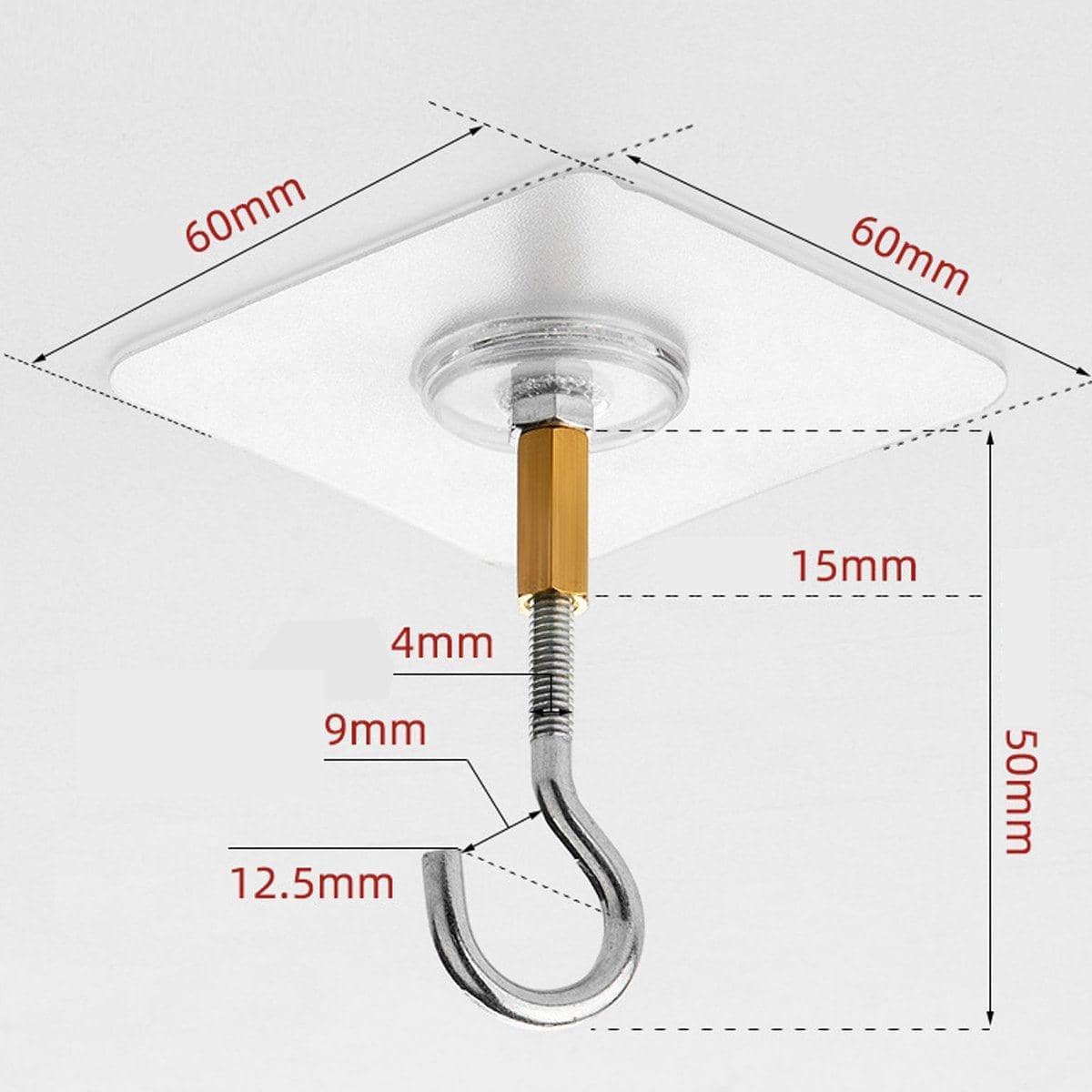 Heavy Duty Self Adhesive Stainless Steel Ceiling Hooks, Pack of 12 - Closed Style - view 4