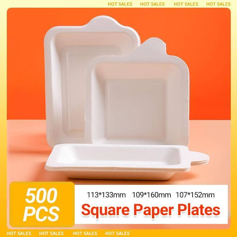 Heavy Duty Square Disposable Party Plates Eco Friendly, Pack of 500, White - view 2