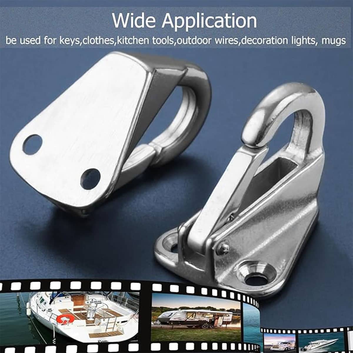 Heavy Duty Stainless Steel Spring Coat Hooks for Boats and RVs, Pack of 3 - view 4