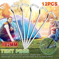 Heavy Duty Steel Tent Pegs, 182 mm Hook Top, Pack of 12