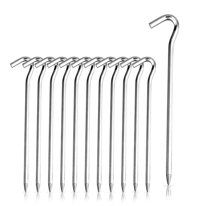Heavy Duty Steel Tent Pegs, 182 mm Hook Top, Pack of 12 - view 2