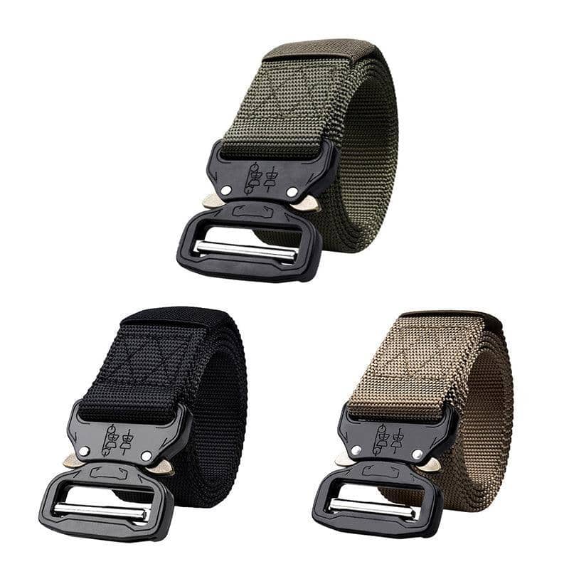 Heavy Duty Tactical Web Belt for Men with Alloy Buckle - Army Green - view 3