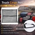 Heavy Duty Truck Bed Cargo Net, Elastic Mesh with 6 Carabiners, 120 x 120 cm