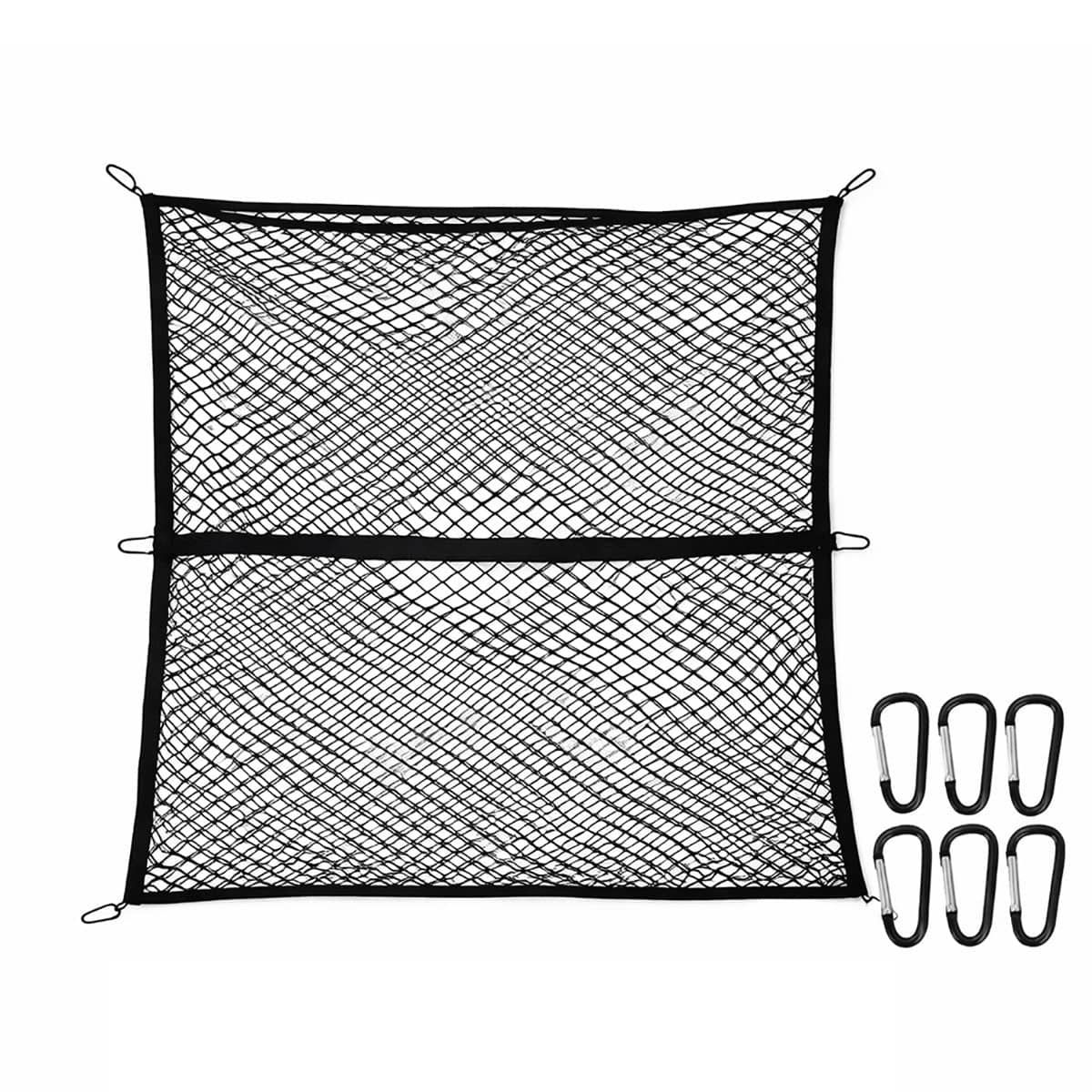 Heavy Duty Truck Bed Cargo Net, Elastic Mesh with 6 Carabiners, 120 x 120 cm - view 2