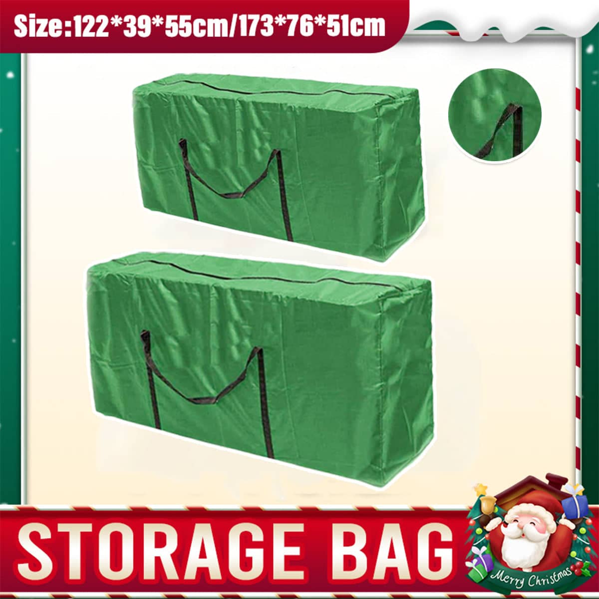 Heavy Duty Waterproof Storage Bag, Oxford Cloth - Green, Small (122 x 39 x 55 cm)