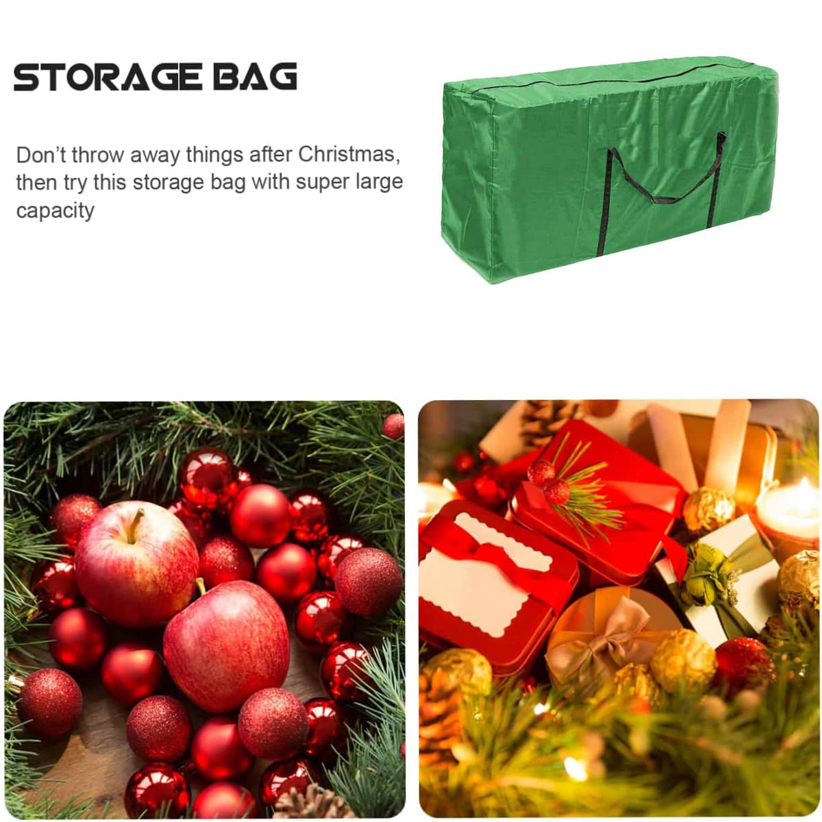 Heavy Duty Waterproof Storage Bag, Oxford Cloth - Green, Small (122 x 39 x 55 cm) - view 5