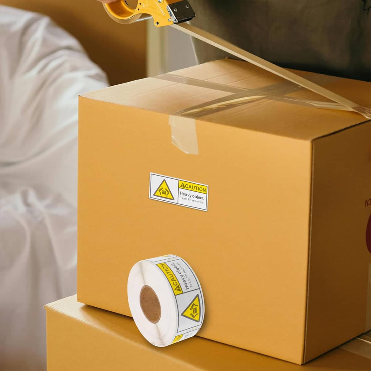 Heavy Object Caution Label Stickers, Team Lift Required, 500 per Roll - view 5