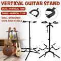 Height Adjustable Guitar Stand - Dual-Head Vertical Type, Black - view 2