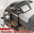 Height Adjustable Mobile Bedside Table with Wheels and Rotatable Tabletop