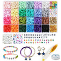 Heishi Clay Bead Bracelet Making Kit, 6 mm Flat Polymer Beads in 24 Colours