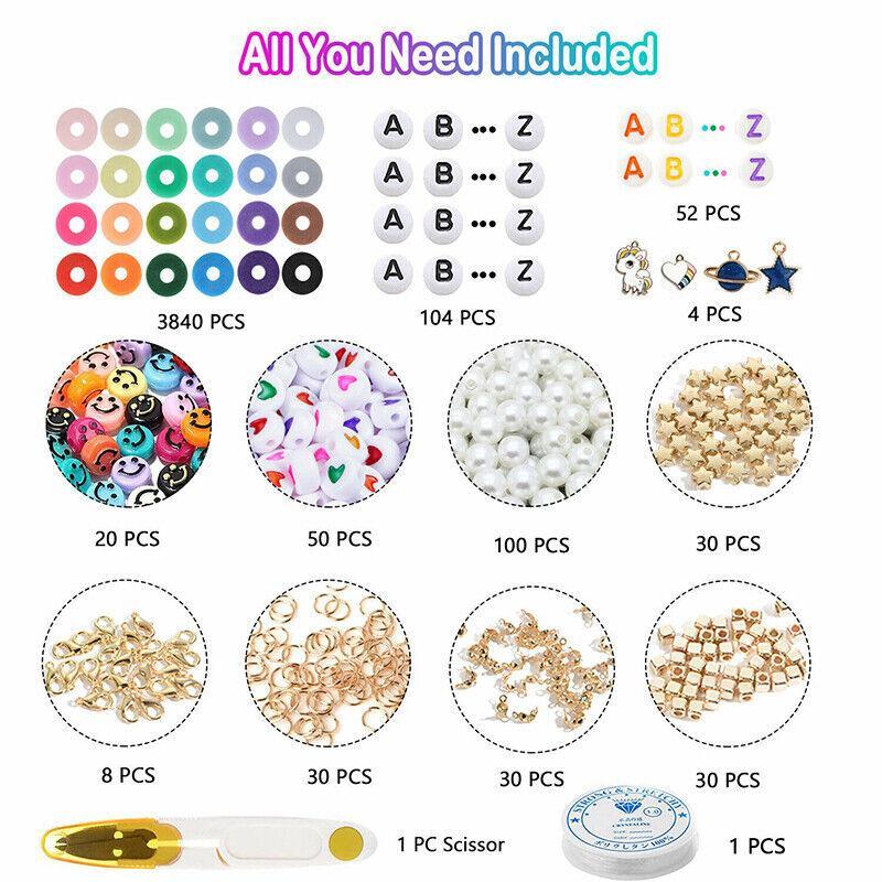 Heishi Clay Bead Bracelet Making Kit, 6 mm Flat Polymer Beads in 24 Colours - view 3