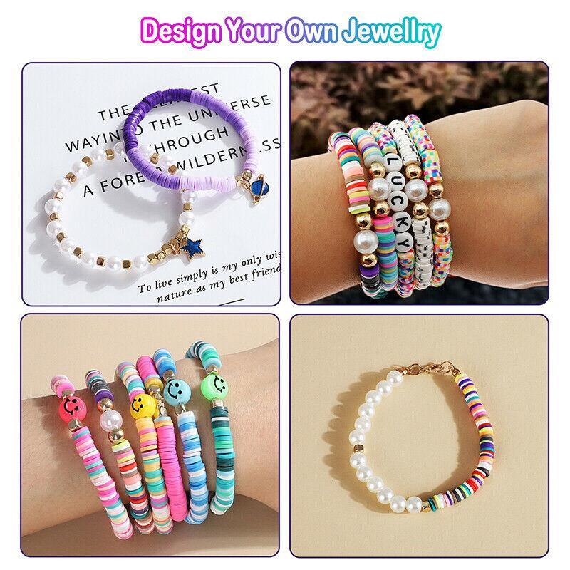 Heishi Clay Bead Bracelet Making Kit, 6 mm Flat Polymer Beads in 24 Colours - view 4