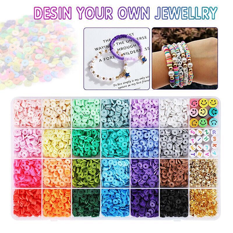 Heishi Clay Bead Bracelet Making Kit, 6 mm Flat Polymer Beads in 24 Colours - view 5