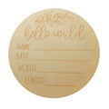 Hello World Baby Birth Announcement Wooden Disc - Pack of 2 - view 3