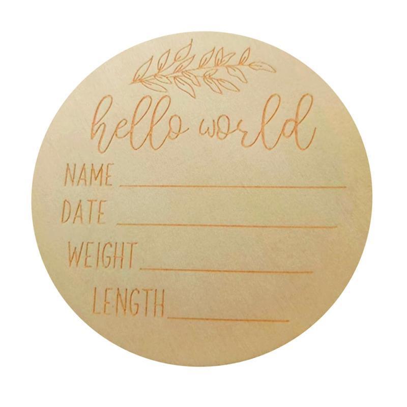 Hello World Baby Birth Announcement Wooden Disc - Pack of 2 - view 3