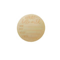 Hello World Baby Birth Announcement Wooden Disc - Single