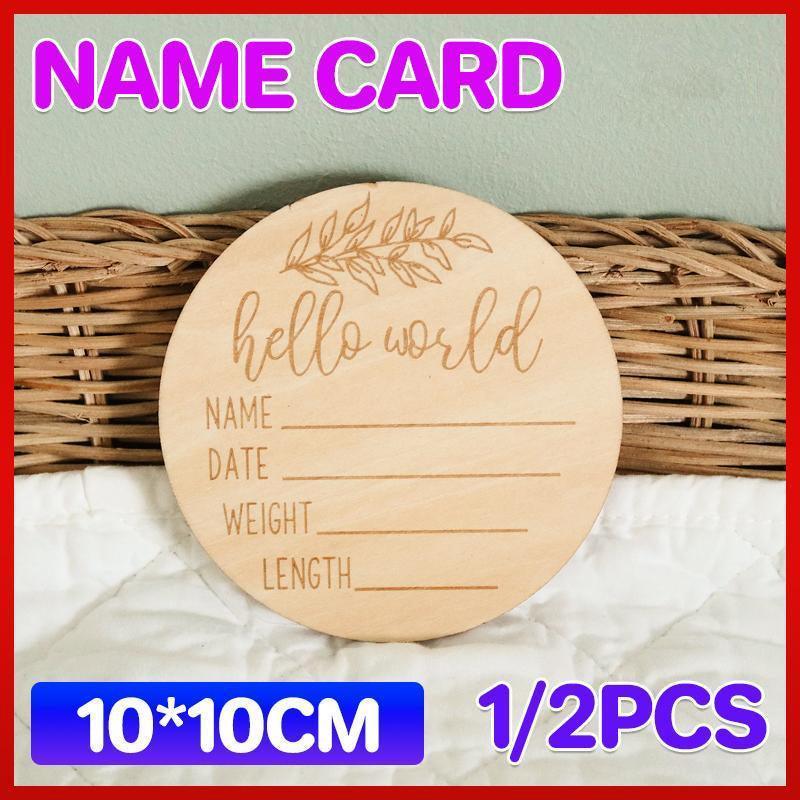 Hello World Baby Birth Announcement Wooden Disc - Single - view 2