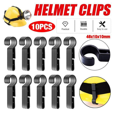 Helmet Light Clips for Hard Hats, 10 Pack - Black