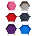 Hexagonal Folding Storage Tray, Velvet and Faux Leather - Blue - view 3